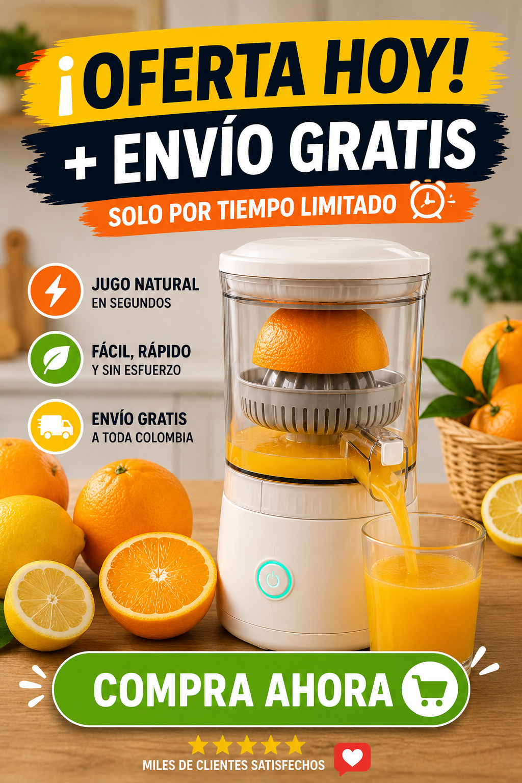 Exprimidor Eléctrico Potente – Jugos Frescos en Segundos