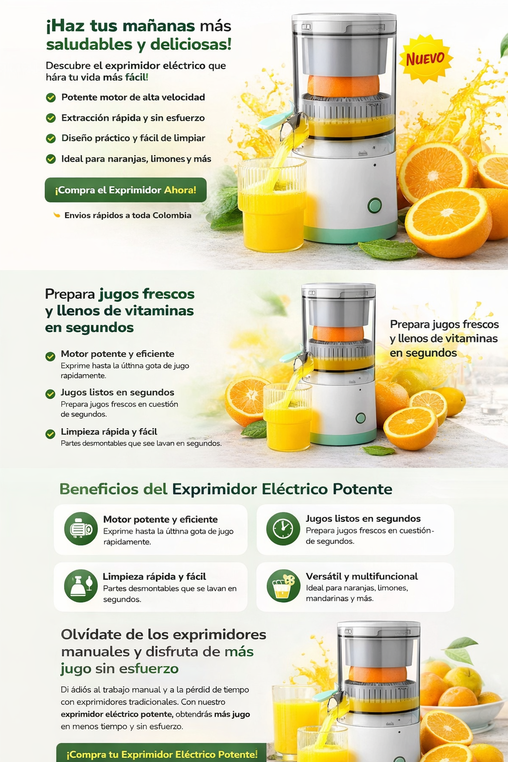Exprimidor Eléctrico Potente – Jugos Frescos en Segundos